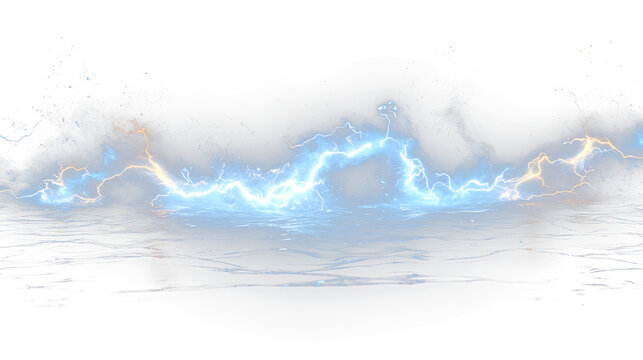 a dark blue ocean with a lot of lightening