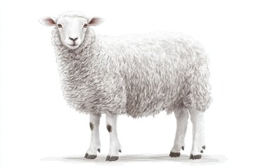 Fototapeta premium Realistic Illustration of a White Sheep on a Minimalist Background