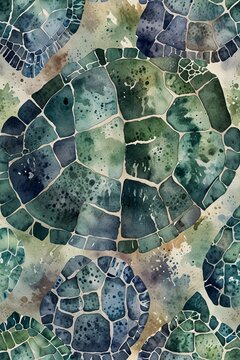 Turtle shell pattern close-up in watercolor style