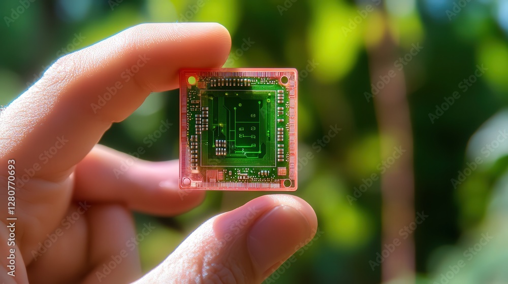 Poster bio-reactive microchip, designed to dissolve after use, eliminating electronic waste and reducing en