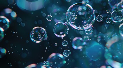 Opalescent bubbles suspended in liquid