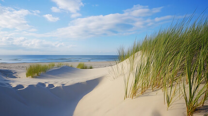 Beach dunes, with their undulating forms, play of light