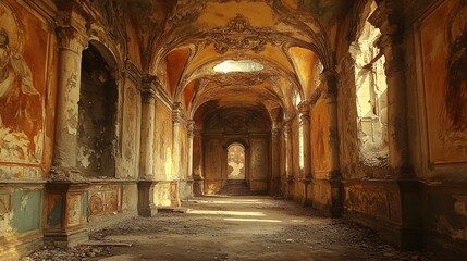 Obraz premium A deserted castle where the paintings whisper ancient prophecies