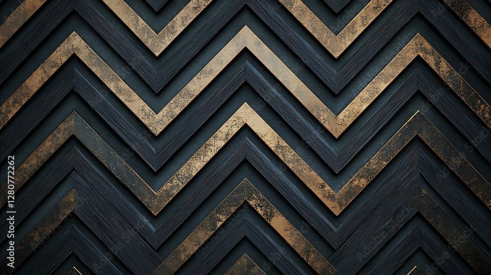 Poster a textured chevron pattern featuring dark tones and metallic accents, creating a modern and stylish 
