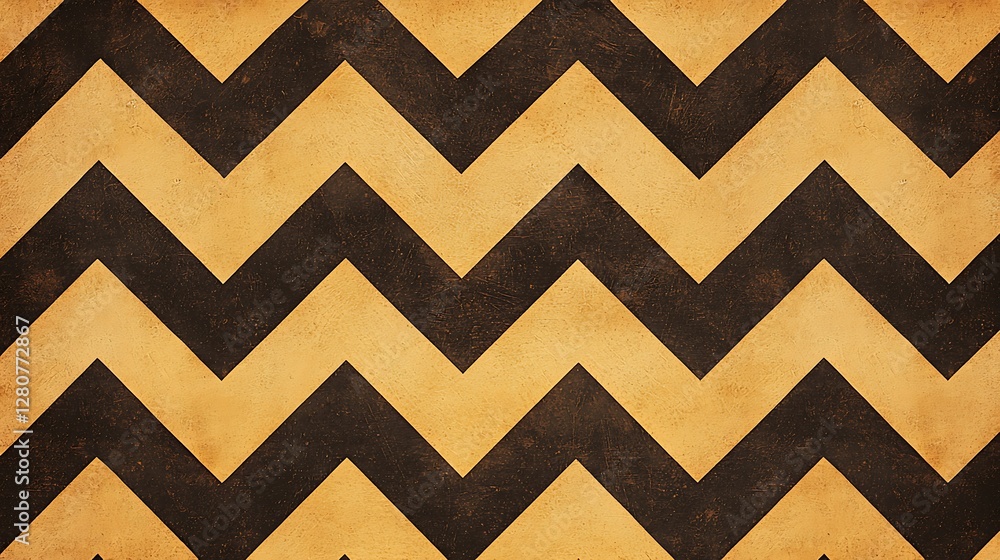 Poster a textured zigzag pattern in black and gold, creating a striking visual contrast with an earthy tone