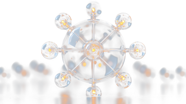 a glass sphere with a light bulb on top