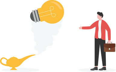 Business idea, businessman company leader got solution to solve business problem or creativity thinking concept,