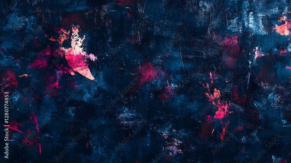 Poster abstract painted texture: blue, fuchsia artistic background for creative design projects