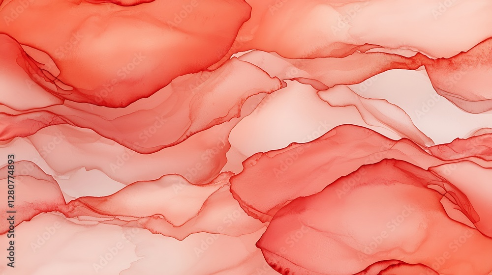 Poster a soft, abstract design featuring flowing layers of red and peach hues, creating a serene and artist