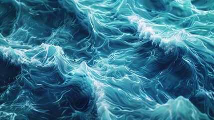 Fototapeta premium Patterns reminiscent of ocean waves in deep blues and turquoise