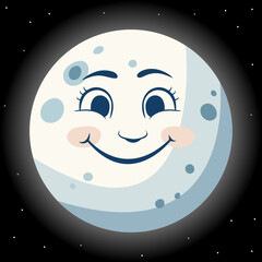 Night illustration. Moon. Space.