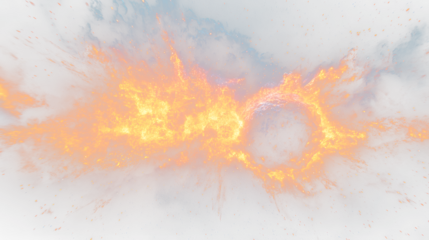 a large explosion of fire and sparks