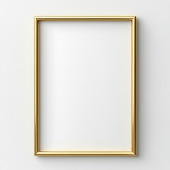 Obraz premium Elegant gold rectangular frame on a white wall with simple design and clear space for artwork or photographs