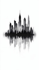 Fototapeta premium A city skyline made of gray lines, vector illustration 