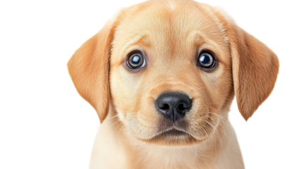 Adorable golden retriever puppy with soulful eyes gazes sweetly at the camera