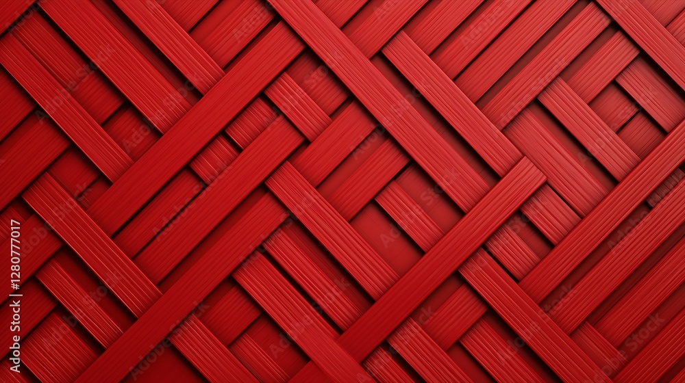 Poster the image features a textured, woven pattern in vibrant red, showcasing intricate interlacing lines 