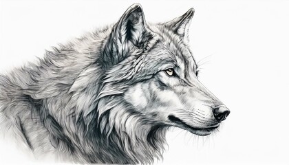 Fototapeta premium 白い背景に鉛筆でスケッチされた狼