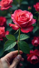 Vibrant rose held gently, surrounded by blooms , image, wedding