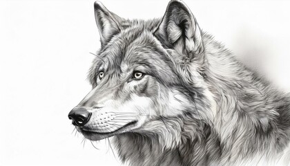 Fototapeta premium 白い背景に鉛筆でスケッチされた狼
