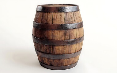 Obraz premium Wooden barrel on white background. Possible use product photography