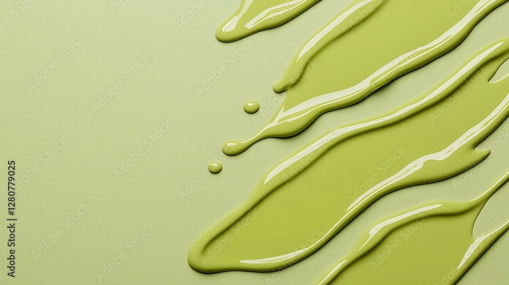 Poster a vibrant green paint texture flows across a soft background, creating an artistic and modern visual