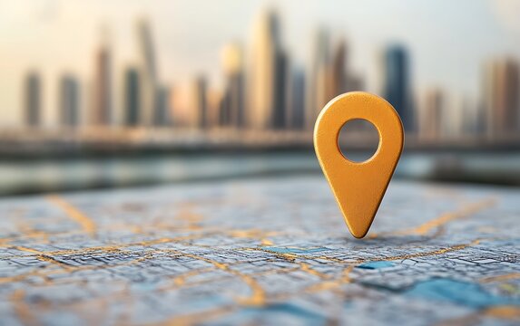 Cityscape map location pin travel planning