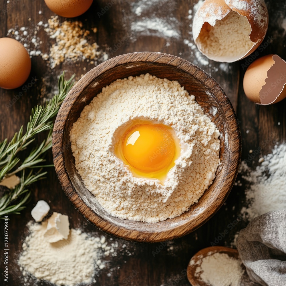 Wall mural Flour, Eggs, and Spices - Ingredients for Baking