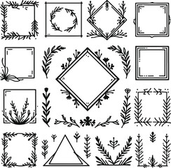 Vintage Style Frames For Decoration And Design On Isolated White Background