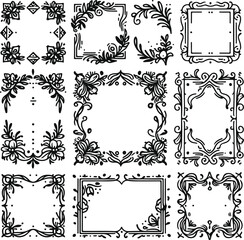 Vintage Style Frames For Decoration And Design On Isolated White Background