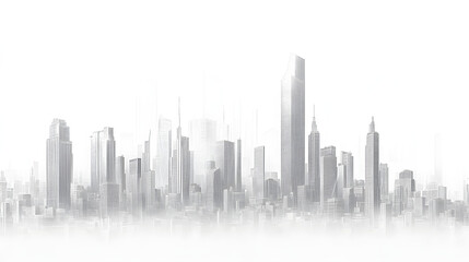 Naklejka premium A city skyline made of gray lines, vector illustration 