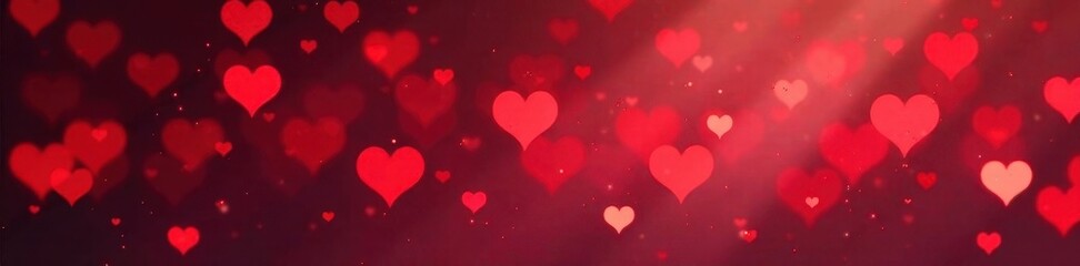 Scattered red hearts, glowing bokeh, romantic Valentine's backdrop , background, celebration