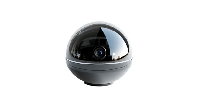 Spherical Surveillance Camera: A sleek, modern spherical security camera, designed to provide comprehensive surveillance, reflecting a futuristic approach to safety and monitoring.