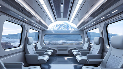 Futuristic Japanese Bullet Train (Shinkansen) Interior