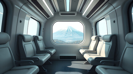 Futuristic Japanese Bullet Train (Shinkansen) Interior