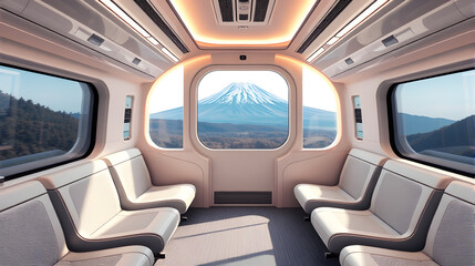 Futuristic Japanese Bullet Train (Shinkansen) Interior