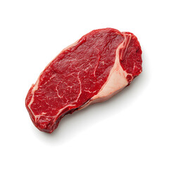 Obraz premium Fresh raw beef ribeye steak top view isolated on white background