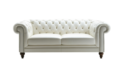 Elegant white tufted sofa enhances modern living space with timeless charm and comfort