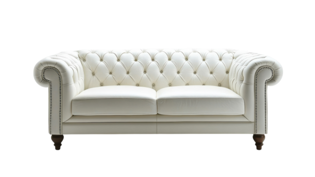 Elegant white tufted sofa enhances modern living space with timeless charm and comfort