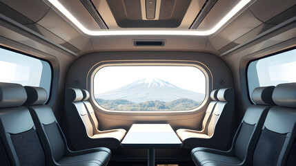 Futuristic Japanese Bullet Train (Shinkansen) Interior