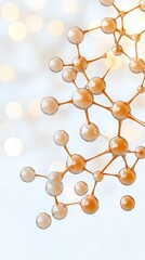 Small white flowers with translucent bubble containing detailed molecule on white background