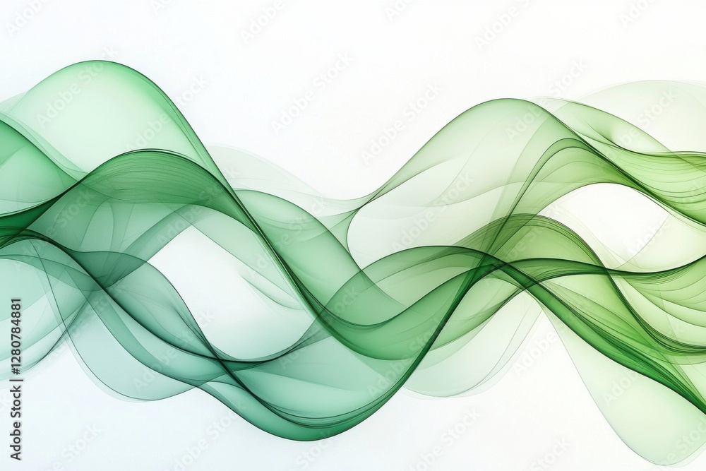 Poster delicate green waves flowing smoothly across a white background create an elegant and modern abstrac