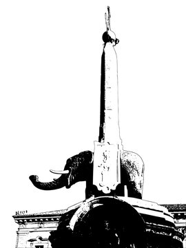 Vettoriale del simbolo di Catania, elefante con obelisco, detto u liotru