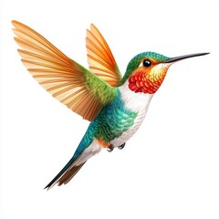 Obraz premium Colorful hummingbird with intricate feather patterns perched on a branch in a natural setting