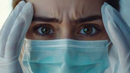 Female Eye Specialist in Medical Mask: A Close-Up of Emotion Amidst Pandemic Challenges