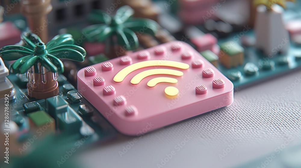 Poster 3d wifi symbol wireless network digital connection internet technology communication