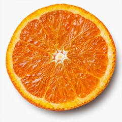 Half of a fresh orange with a detailed texture on a clean white background