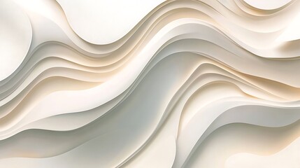 Abstract Creamy White Wave Paper Layers Design