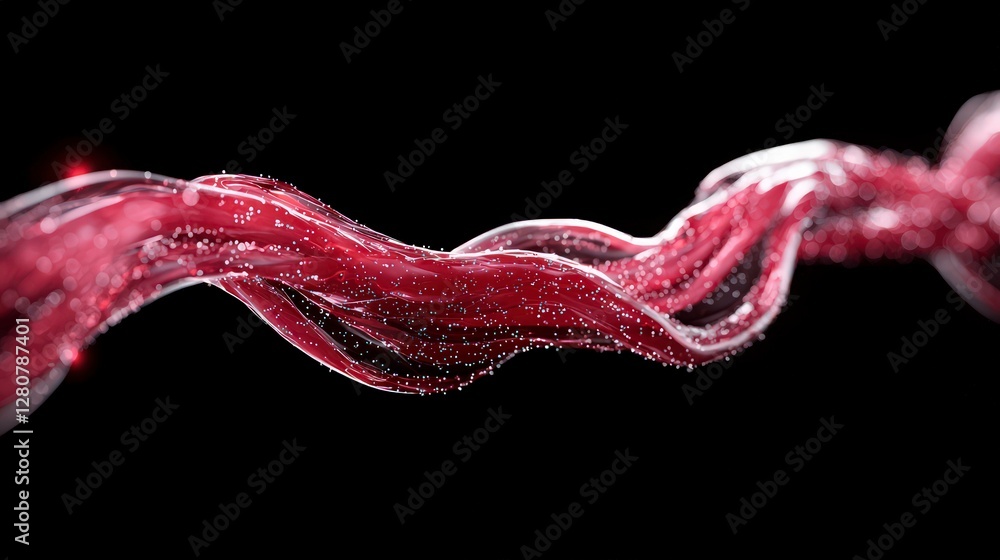 Poster Dynamic Red Liquid Flowing  Abstract Swirl  3D Render  Motion  Energy  Background