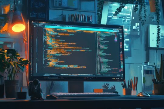 Coding Interface Displaying HTML Tags on a Computer Monitor. A Glimpse into Web Development and Programming Language