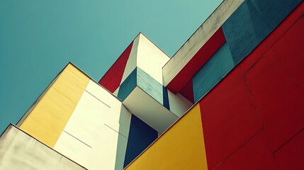 Abstract colorful building facade, low angle view